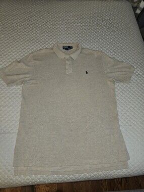 XL - Polo by Ralph Lauren Men's Light Beige Polo with Embroidered Pony.
